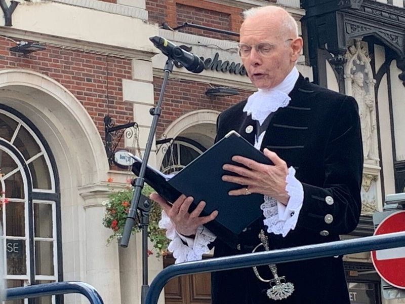 The High Sheriff of Kent proclaims King Charles III at the Town Hall in Maidstone