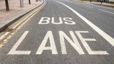 A marking for a bus lane in the UK