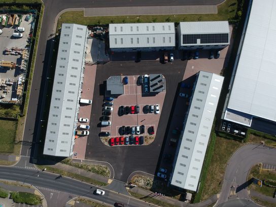 Aerial shot of the new Tridax Business Park in Whitfield near Dover