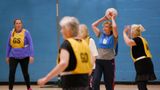 Group of women playing walking netball