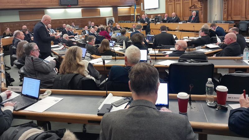 Councillors in the council chamber at County Hall in Maidstone debating inclusion in the Government's Devolution Priority Programme