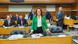 Leader Linden Kemkaran in the KCC council chamber 