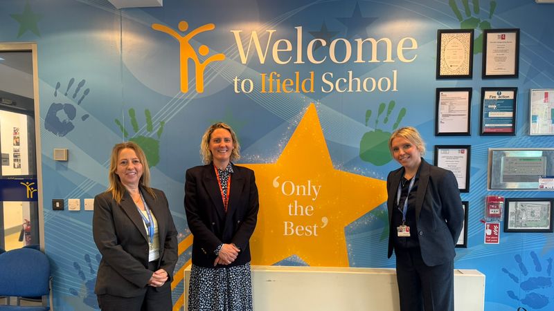 Cllr Beverley Fordham and Cllr Georgia Foster with the head of Ifield School Maddie Arnold-Jones