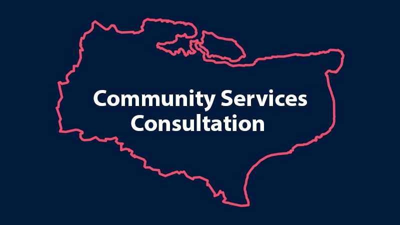 Community Services consultation place inside the outline map of Kent