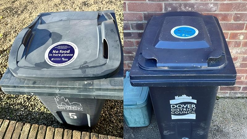 A photograph of two bins