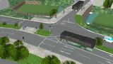 An artist's impression which has a road and buses.