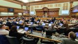 Members sitting in the council chamber