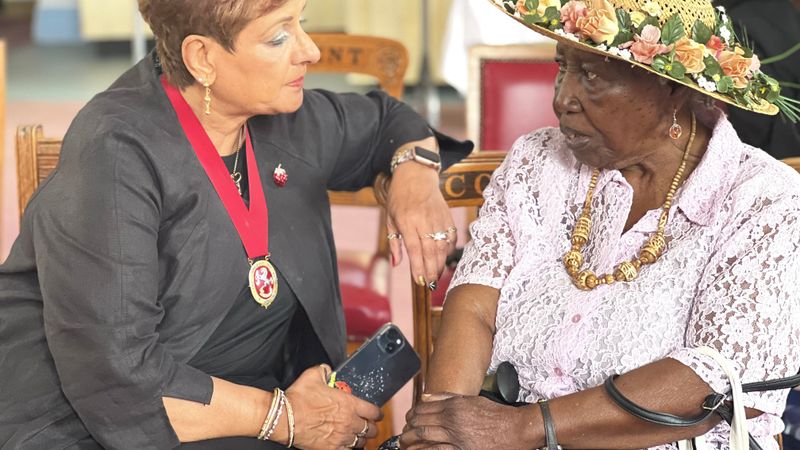 The High Sheriff of Kent Nadra Ahmed talks to Windrush elder Ursilla 'Sully' Sullivan