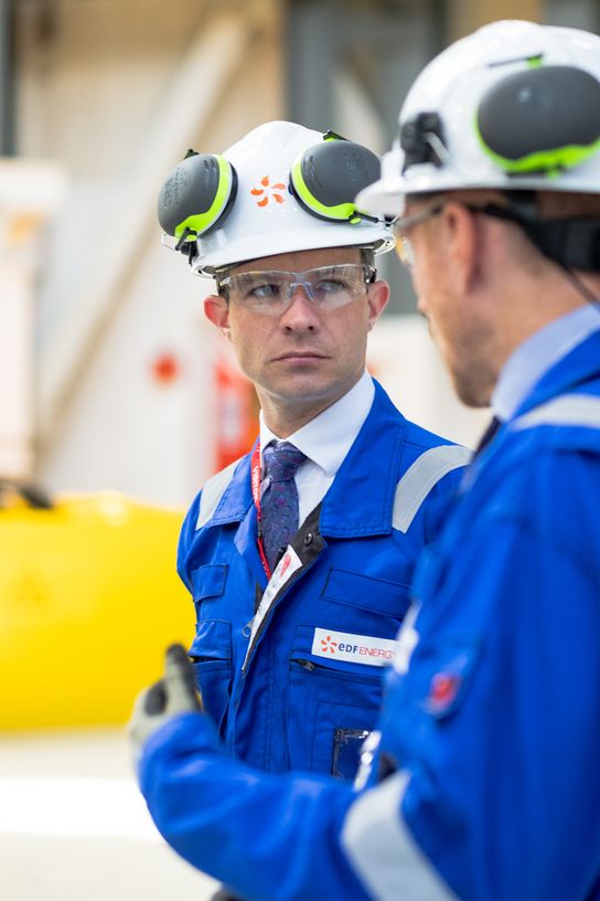 Andrew Bowie MP is shown around Dungeness B