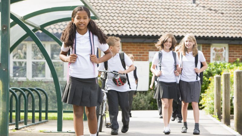 Children in school uniform