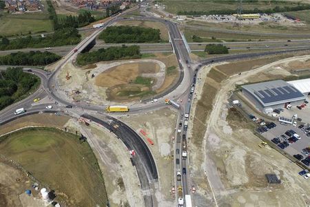 An aerial photo of the new Grovehurst Road junction