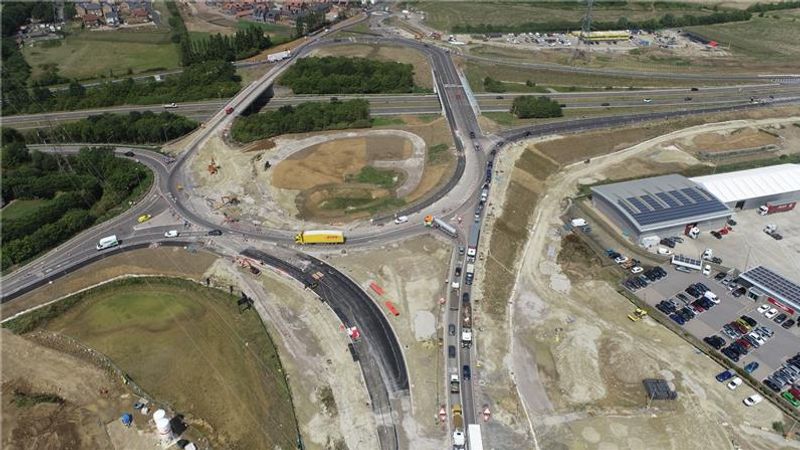 An aerial photo of the new Grovehurst Road junction