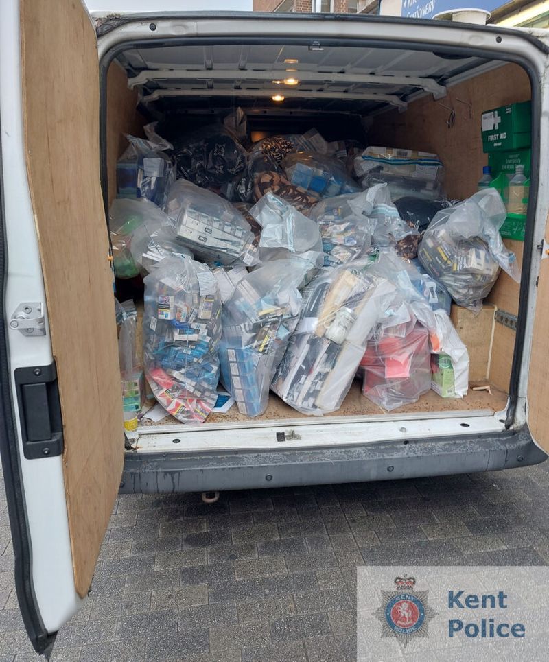 Image of illegal tobacco in a white van taken in Maidstone