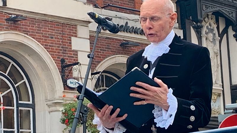 The High Sheriff of Kent proclaims King Charles III at the Town Hall in Maidstone