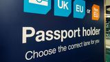 Close up of passport control showing EU and non-EU lanes