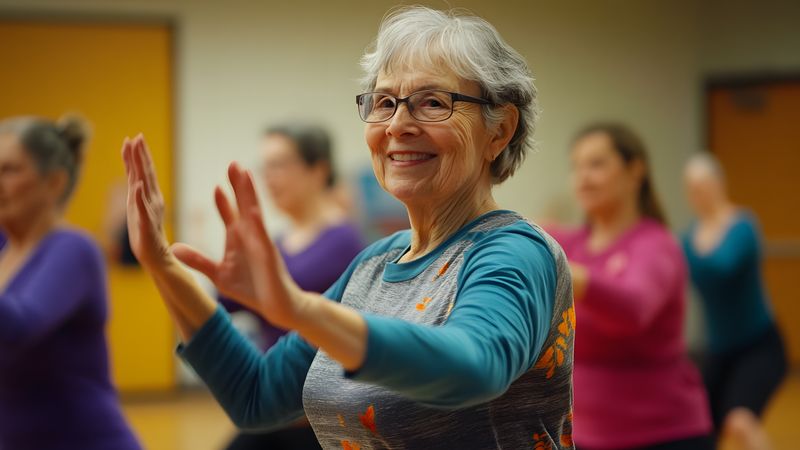 Senior citizen fitness class