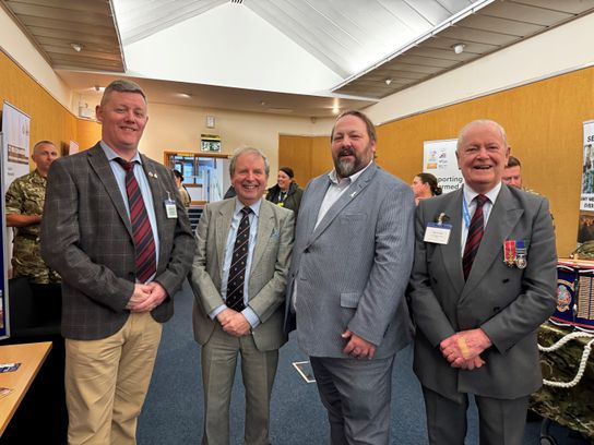 Veteran and businessman Steve Waterman, KCC Armed Forces Covenant Lead Canon Peter Bruinvels, Leader of Medway Council and Deputy Chairman of the Kent and Medway Civilian-Military Partnership Board Vince Maple and KCC Member Mike Hill OBE