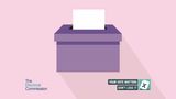 Electoral Commission advert encouraging people to vote on Thursday. Stylised image of a ballot box