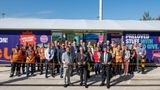 Staff gatheroutside the new reuse shop opens at Allington recycling centre as the ribbon is cut for the official opening