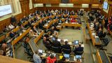 An aerial view of the Kent County Council chamber during Full Council