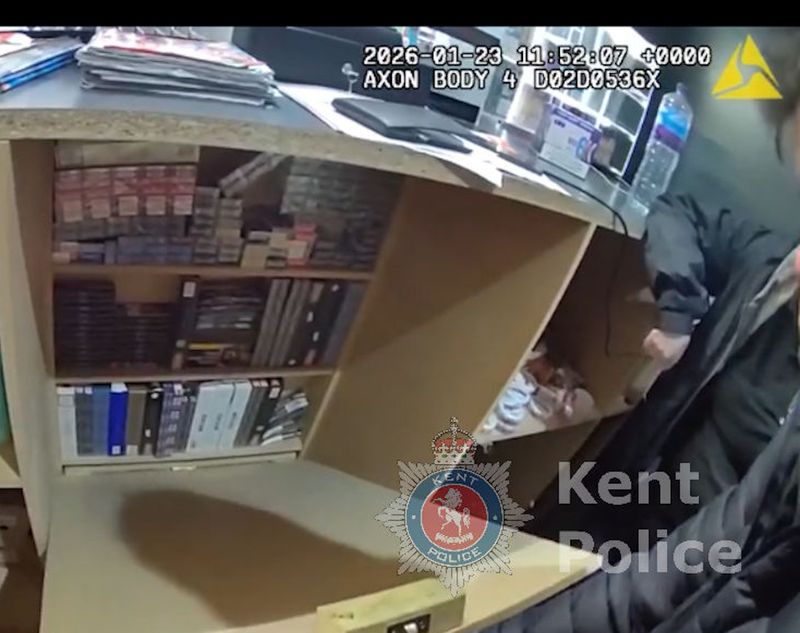 Illegal tobacco in a cupboard under a shop counter