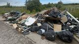 Fly-tipping on a road on the Isle of Sheppey