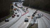 View of M20 motorway with cones and barriers to divert traffic