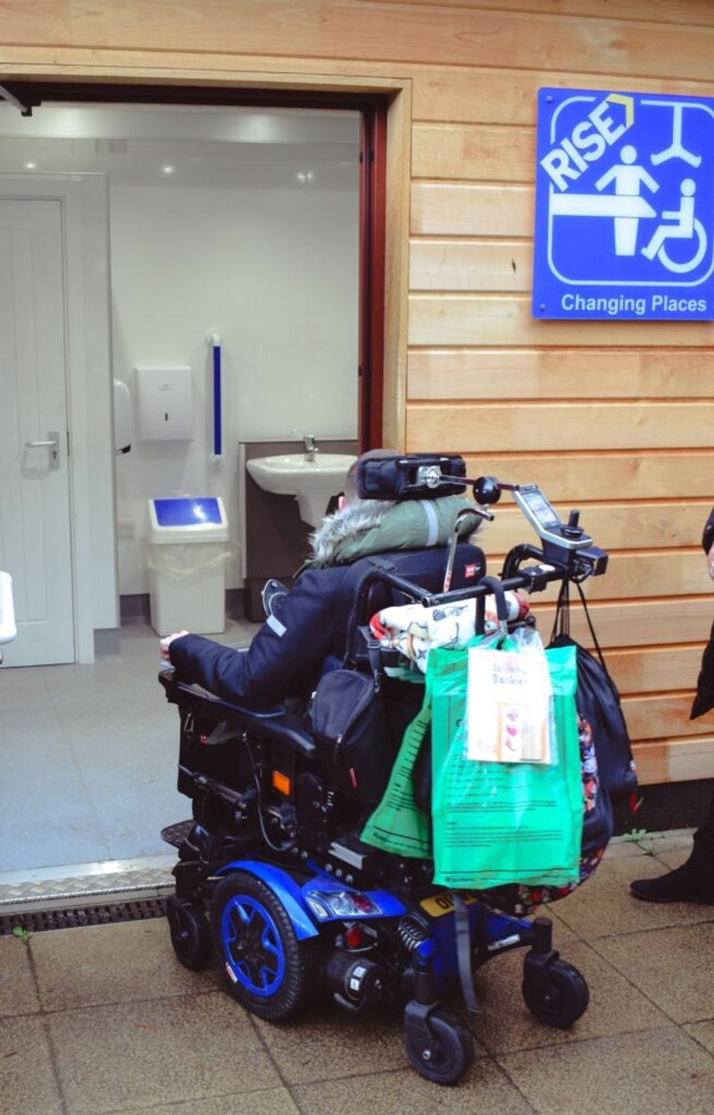 A disabled wheelchair user entering the new Changing Place facility.