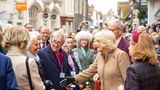 Queen Camilla greeting residents of Canterbury outside The Beaney