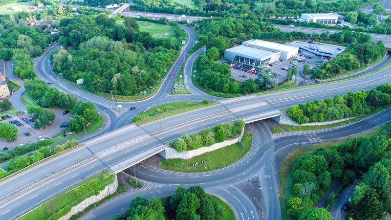 An aerial picture of the Running Horse Roundabout