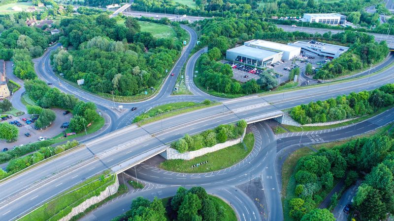 An aerial picture of the Running Horse Roundabout