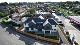 An aerial shot overlooking new houses that have been built at the site of the old police station in Deal in Kent