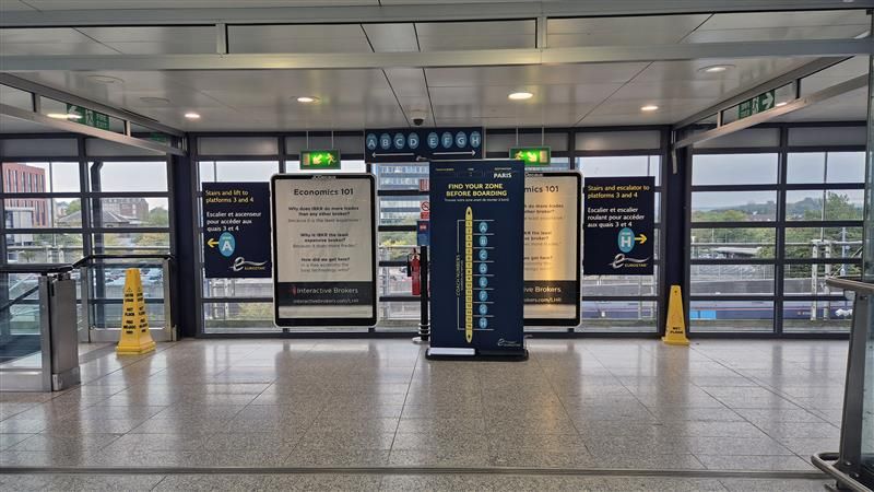 The inside of Ashford International train station is sat empty
