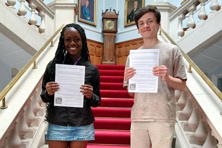 KYCC Chair, Shae and Vice Chair, Seb with the Open Letter to Schools.