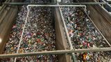 View of mixed household recycling being processed at N+P's Crayford facility, with materials separated into different streams for recycling.