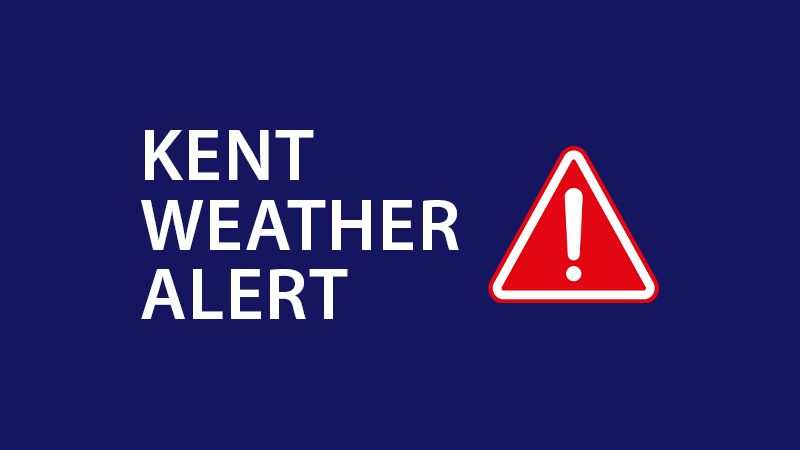 Kent weather alert with a warning triangle