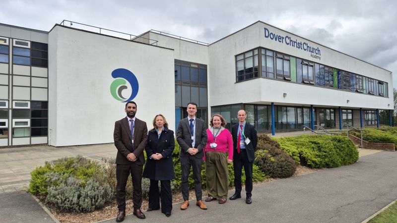 KCC Member for Education, Beverley Fordham, with staff from Dover Christ Church Academy