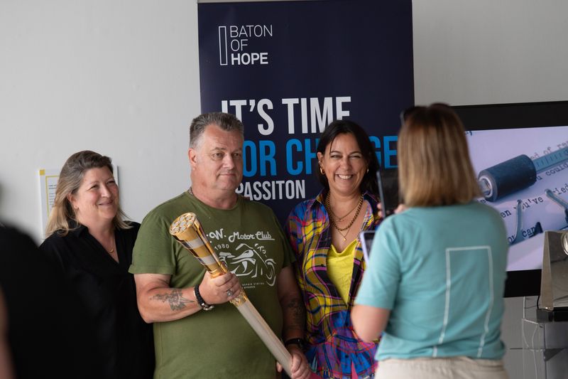 BatonofHopeUK ’s Andrea Sparke (left) with Living Words artist BJ (centre) and Susanna Howard, founder and artistic director of Living Words (right) in conversation with Alice Scutchey