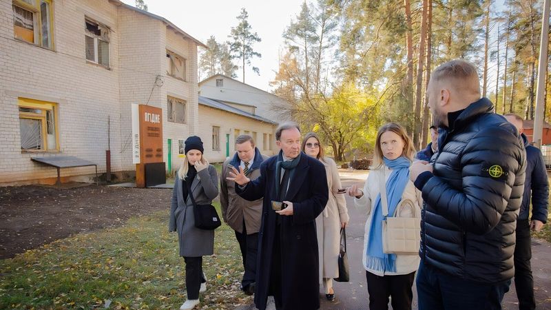 Leader of Kent County Council Roger Gough takes a tour around Chernihiv in Ukraine with local representatives