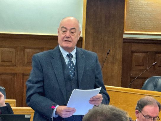 Deputy Leader of Kent County Council Peter Oakford addresses the budget meeting at County Hall in Maidstone